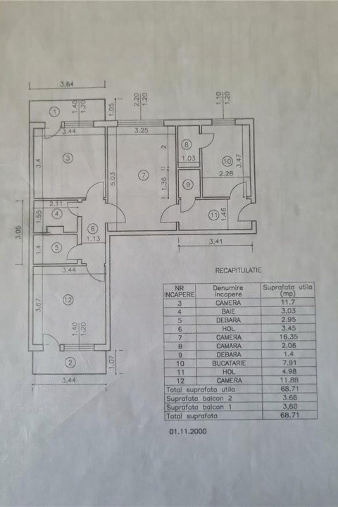 Apartament cu 3 camere in Podu Ros, Rond, et.1