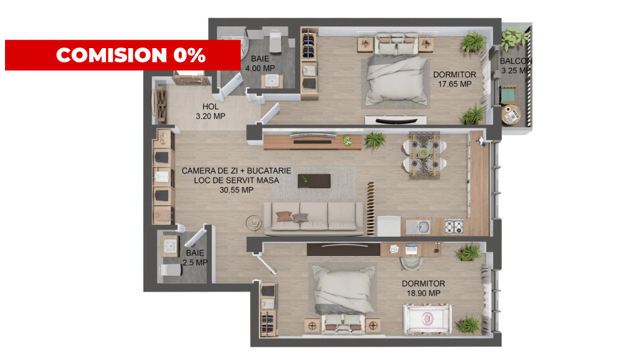 Apartament 3 camere | 78 mp | Etaj 2 | Parcare inclusă | Valea Lupului