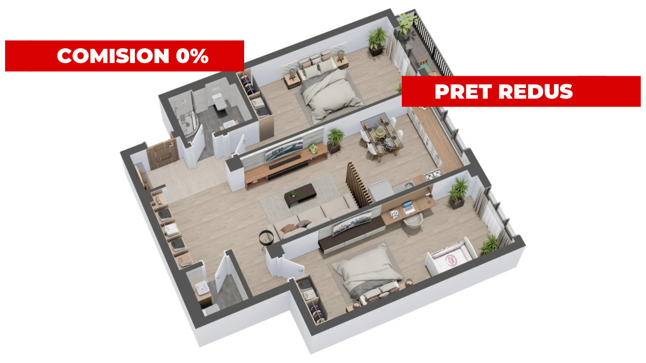Apartament 3 camere | 78 mp | Etaj 2 | Parcare inclusă | Valea Lupului