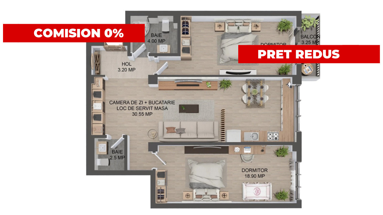 Apartament 3 camere | 78 mp | Etaj 2 | Parcare inclusă | Valea Lupului