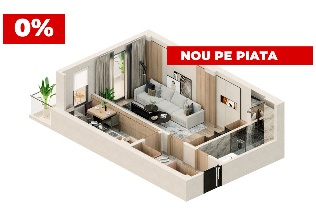 Apartament 1 cameră 38 mp | Bloc nou P+4 | Parcare inclusă | Valea Lupului
