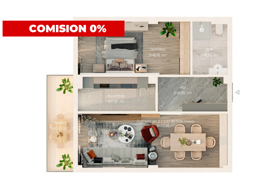 Apartament 2 camere 60 mp | Bloc nou | Parcare inclusă | 94.000€ | Valea Lupului