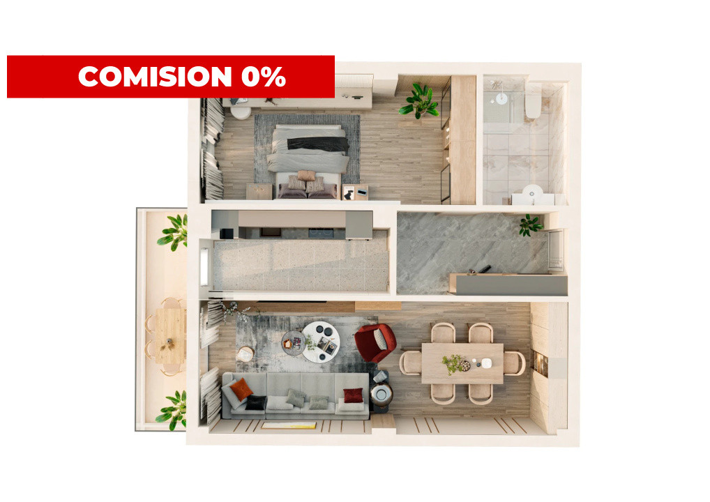 Apartament 2 camere 60 mp | Bloc nou | Parcare inclusă | 94.000€ | Valea Lupului