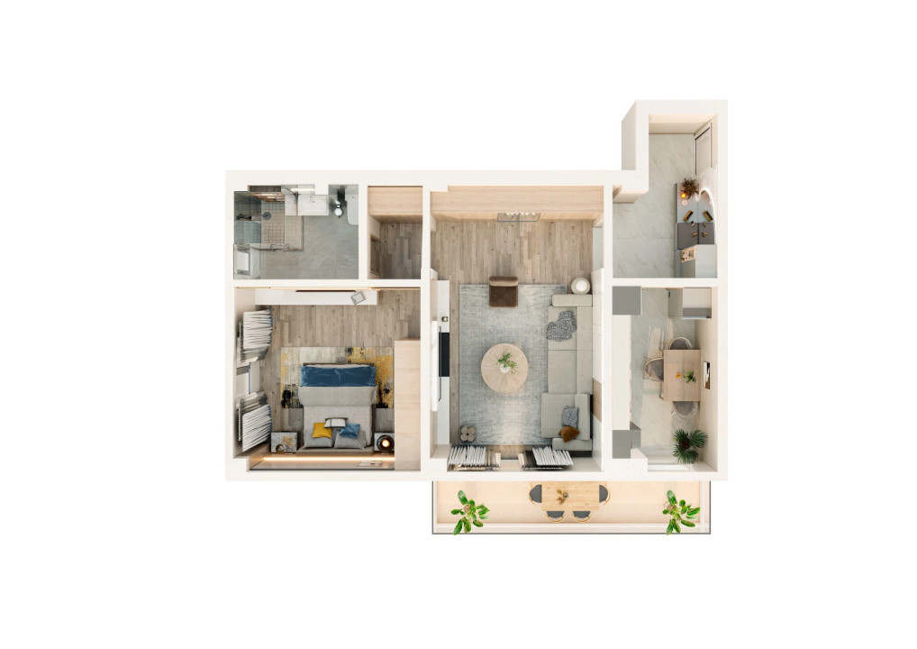 Apartament 2 camere 56 mp | Bloc nou | Parcare inclusă | 94.000€ | Valea Lupului