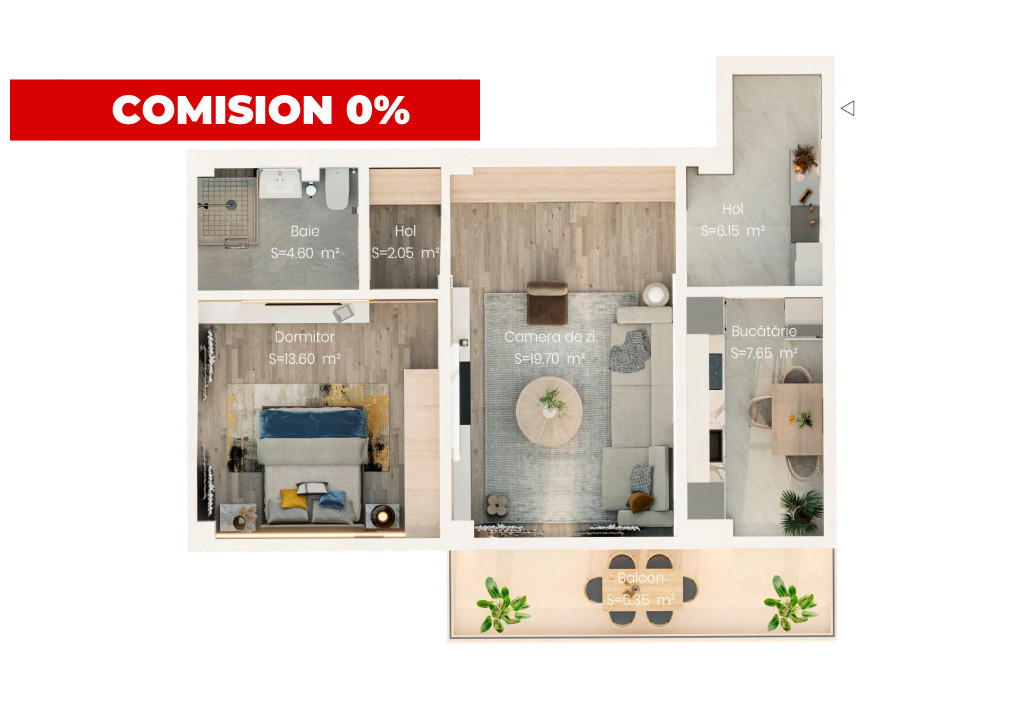 Apartament 2 camere 63 mp utili | Bloc nou | Parcare | 99.000€ | Valea Lupului