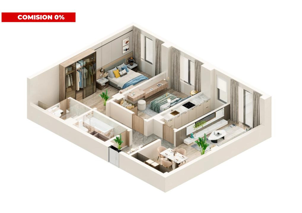 Apartament 3 camere 80 mp | Bloc nou | Parcare inclusă  | Valea Lupului