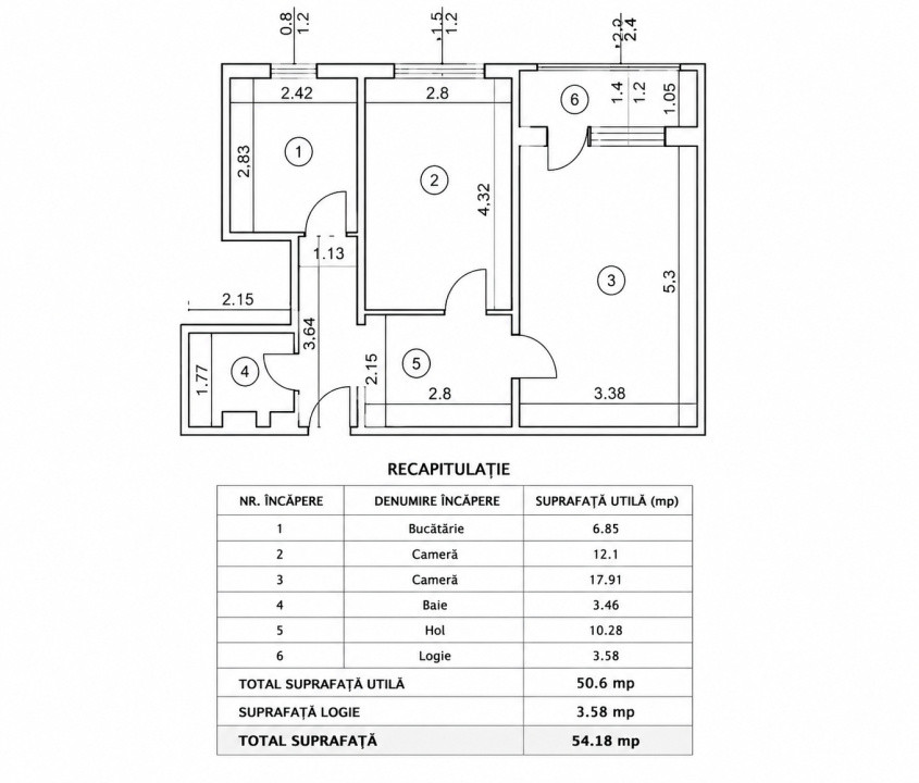 Apartament 2 camere decomandat | Tătărași | Mobilat și utilat | 54 mp